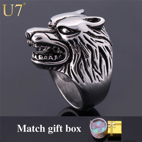 Stainless Steel Wolf Men Ring