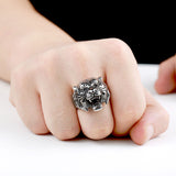 Stainless Steel Titanium Tiger Ring for Men