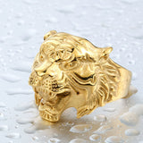 Stainless Steel Titanium Tiger Ring for Men