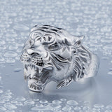Stainless Steel Titanium Tiger Ring for Men