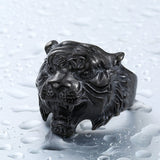 Stainless Steel Titanium Tiger Ring for Men