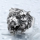 Stainless Steel Titanium Tiger Ring for Men